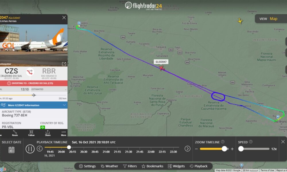 Avião da GOL que seguia para o Acre volta a Brasília por causa de