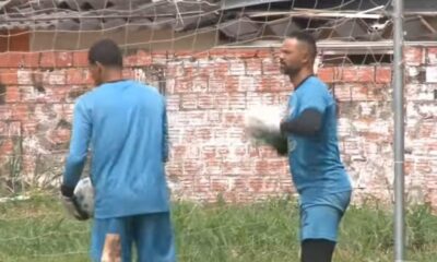 O goleiro Bruno treinou na manhã dessa segunda-feira (16), no Campo do Vasco. Foto: TV5 Esporte