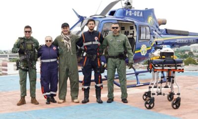 Equipes do Ciopaer e do Samu no heliporto do Hospital de Urgência e Emergência de Rio Branco. Foto: Samuel Moura/Secom